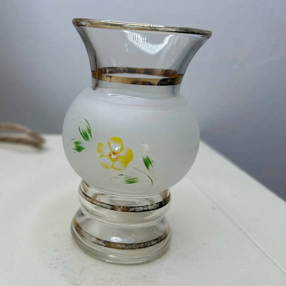 Vintage Bartlett Collins Clear & Frosted Glass Bud Vase